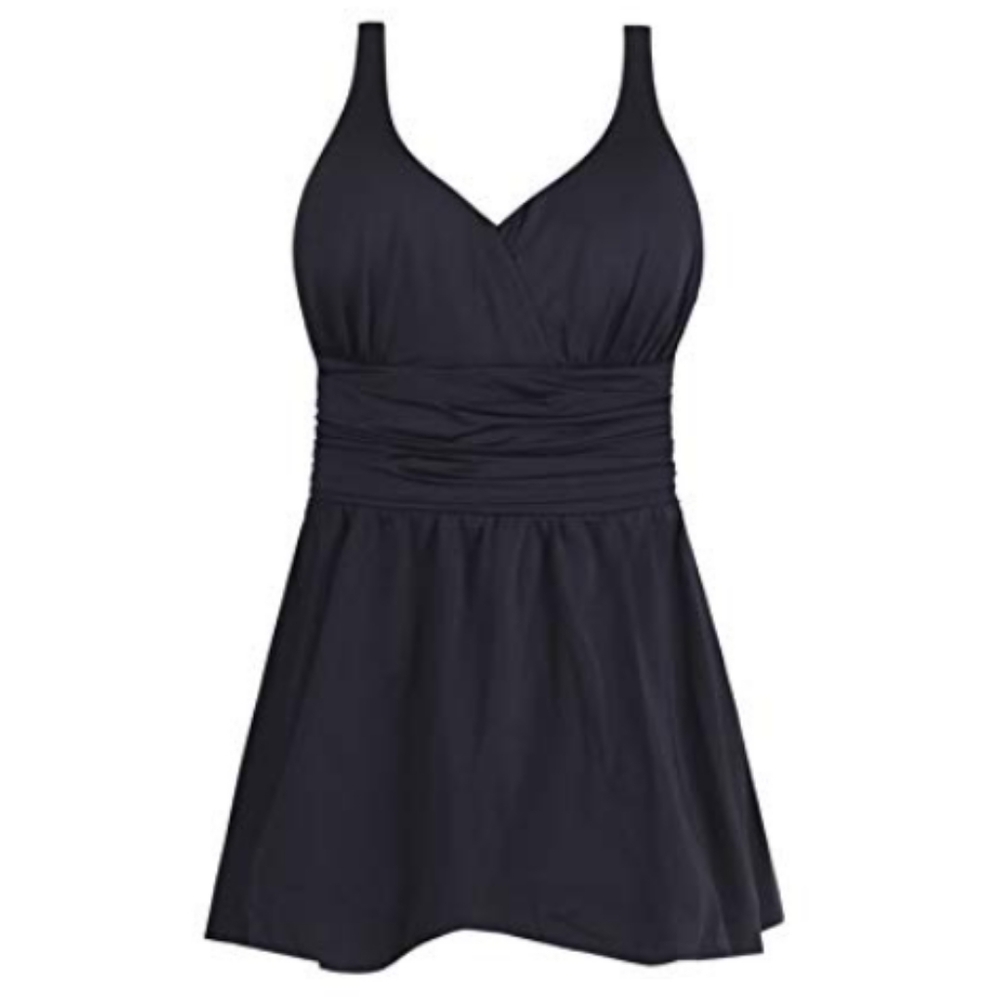 JINXUEER Women’s Plus Size Swim Dress Floral Print Ruched Modest Slimming
